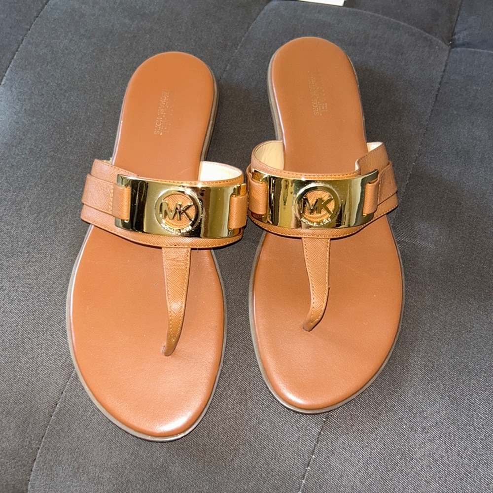 Michael Kors brown and gold sandals